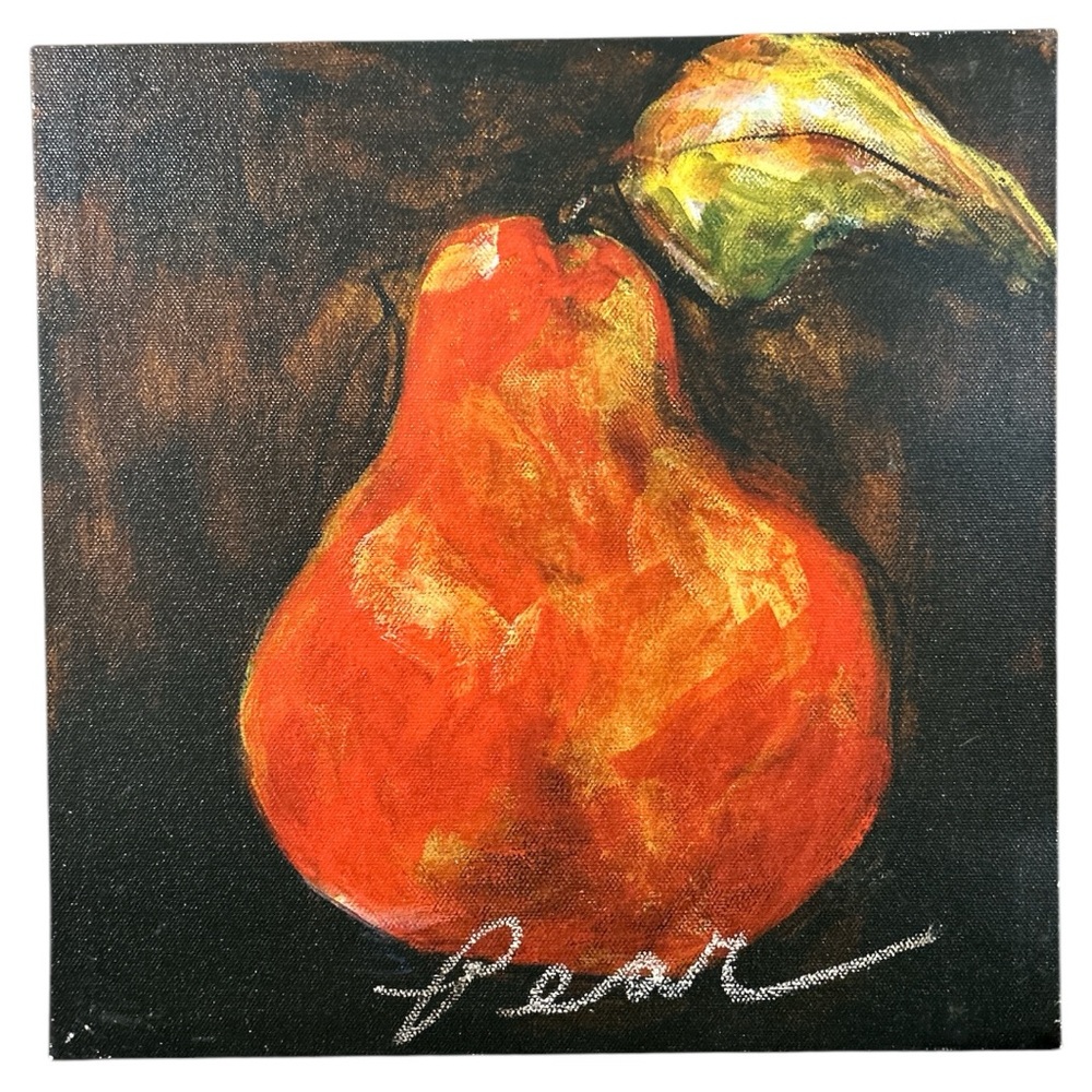 Pear Fruit Canvas Wall Art 12” Kitchen Farmhouse Wall Décor